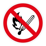 Panneau d'interdiction rond - Flammes nues interdites - P003 - ISO 7010 PVC 2 mm 400 mm