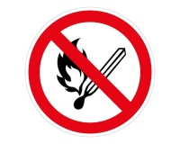 Panneau d'interdiction rond - Flammes nues interdites - P003 - ISO 7010 Vinyle Souple Autocollant 100 mm