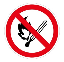 Panneau d'interdiction rond - Flammes nues interdites - P003 - ISO 7010 Vinyle Souple Autocollant 100 mm