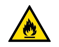 Panneau de danger - Matière inflammable - W002 - ISO 7010 Vinyle Souple Autocollant 100 mm