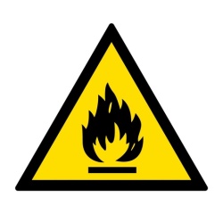 Panneau de danger - Matière inflammable - W002 - ISO 7010 Vinyle Souple Autocollant 50 mm
