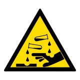Panneau Danger- Substance corrosive - W016 - norme ISO 7010 PVC 2 mm 200 mm