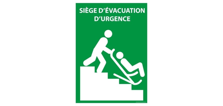 Panneau évacuation - Siège d'évacuation d'urgence - 210x150 mm