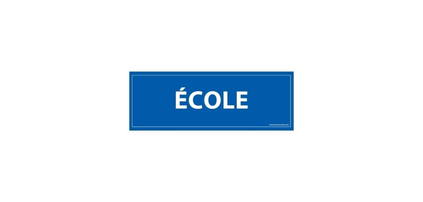 Panneau ECOLE - fond bleu 210 x 75 mm