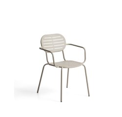 DE_Chaise empilable d’extérieur Brai avec accoudoirs en acier galvanisé taupe