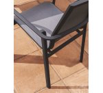 Chaise empilable d’extérieur Canea en textilène gris et aluminium graphite