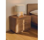 Arelida bedside table made of oak veneer and solid oak wood with light brown finish 65 x 50 cm FSC Mix Credit