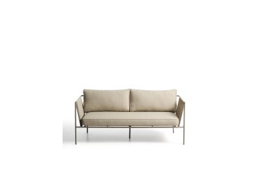 Zivia 2-seater outdoor sofa in ecru rope cord and taupe galvanised steel 178cm