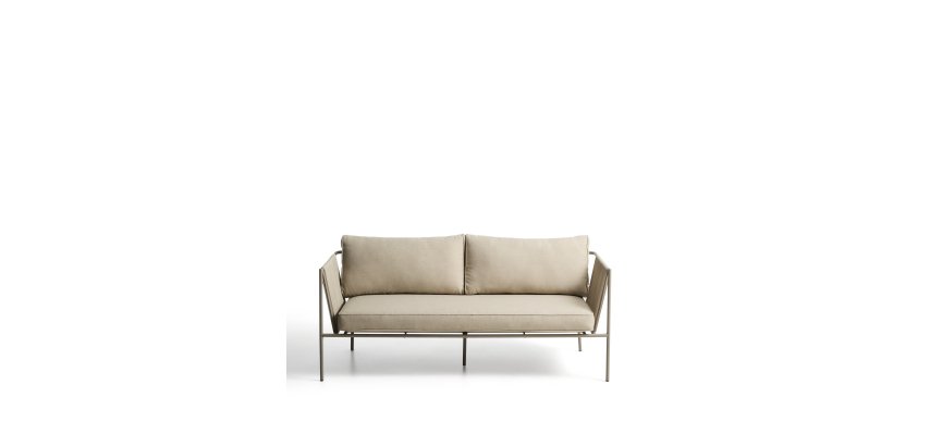 Canapé 2 places d’extérieur Zivia en corde écrue et acier galvanisé taupe 178 cm