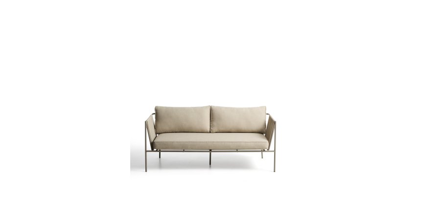Zivia 2-seater outdoor sofa in ecru rope cord and taupe galvanised steel 178cm