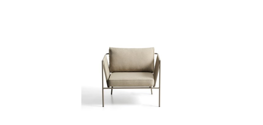 Fauteuil d’extérieur Zivia en corde écrue et acier galvanisé taupe