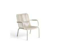Salis stackable armchair in ecru aluminium and ecru synthetic rope cord