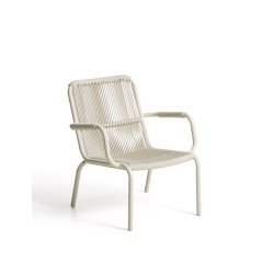 DE_Fauteuil empilable Salis en aluminium écru et corde synthétique écrue