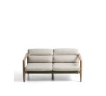 Menfi 2-seater sofa in solid acacia wood and green rope cord 136 cm FSC 100%