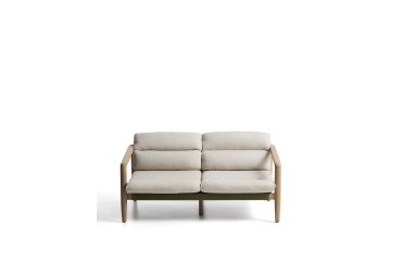 Menfi 2-seater sofa in solid acacia wood and green rope cord 136 cm FSC 100%