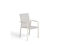 Canea stackable outdoor chair in beige texteline and ecru aluminium