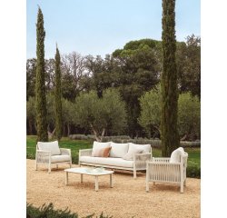 DE_Ensemble Aleria avec canapé 3 places, 2 fauteuils et table basse en aluminium et corde synthétique écru