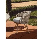 Chaise d’extérieur Lidario en aluminium effet bois et corde synthétique taupe
