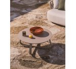 DE_Table basse d’extérieur Tamaris en aluminium taupe Ø 80 cm