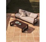 Ensemble Nerano canapé 3 places et table basse en aluminium marron
