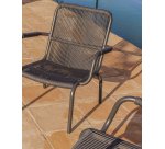 DE_Fauteuil empilable Salis en aluminium graphite et corde synthétique gris foncé