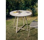 Tella round table in taupe galvanised steel with beige tiles Ø120cm