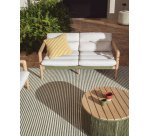 Menfi 2-seater sofa in solid acacia wood and green rope cord 136 cm FSC 100%