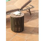 Dandara side table in steel, green rope cord and solid acacia wood Ø40cm FSC 100%