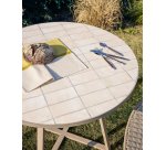 Tella round table in taupe galvanised steel with beige tiles Ø120cm