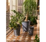 Rotja set of 3 terracotta planters with glazed blue finish Ø 26 / 35 / 47 cm