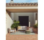 Menfi 2-seater sofa in solid acacia wood and green rope cord 136 cm FSC 100%