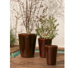 Rotja set of 3 terracotta planters with glazed garnet finish Ø 26 / 35 / 47 cm