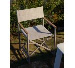 Chaise pliable d’extérieur Tisno en aluminium taupe et textilène taupe