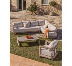 Canapé Nerano 3 places en aluminium taupe 208 cm