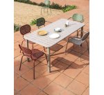 DE_Chaise empilable d’extérieur Brai avec accoudoirs en acier galvanisé taupe