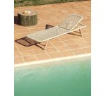 Bain de soleil Dandara en acier, corde écrue et pieds en bois massif d’acacia