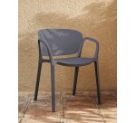 Chaise empilable d’extérieur Ania gris foncé