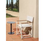 Chaise pliable d’extérieur Tisno en aluminium écru et textilène écru