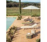 Bain de soleil Dandara en acier, corde écrue et pieds en bois massif d’acacia