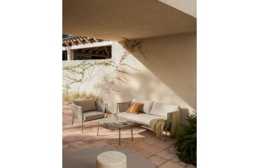 Tavolo da esterno Zivia in acciaio zincato color tortora 90 x 50 cm