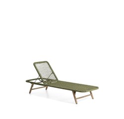 Bain de soleil Dandara en acier, corde verte et pieds en bois massif d’acacia FSC 100%
