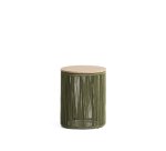 Dandara side table in steel, green rope cord and solid acacia wood Ø40cm FSC 100%