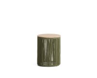 Table auxiliaire Dandara en acier, corde verte et bois d’acacia Ø 40 cm FSC 100 %