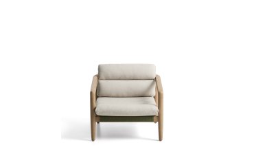 Menfi armchair in solid acacia wood and green rope cord FSC 100%