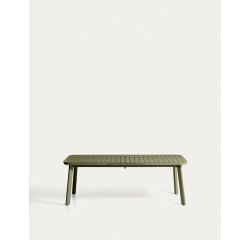 Izola extendable outdoor table in aluminium with green finish 220 (280) x 100cm