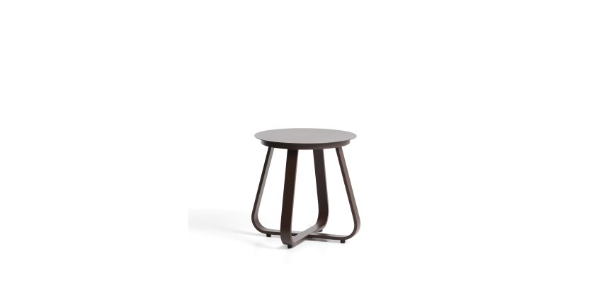 DE_Table auxiliaire d’extérieur Tamaris en aluminium marron Ø 48 cm