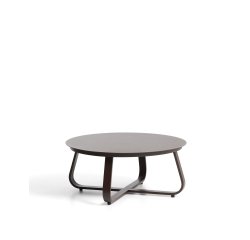 DE_Table basse d’extérieur Tamaris en aluminium marron Ø 80 cm