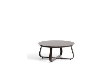 DE_Table basse d’extérieur Tamaris en aluminium marron Ø 80 cm