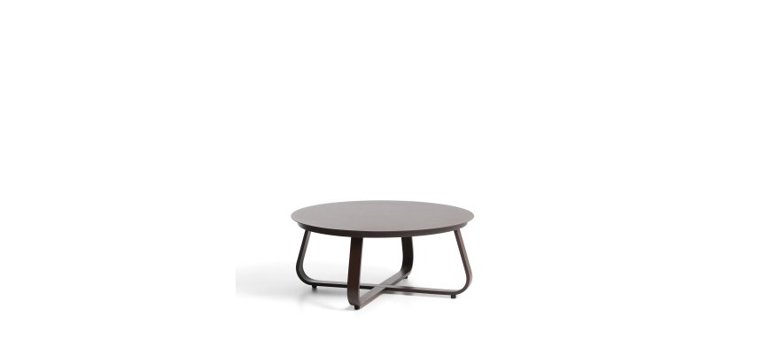 DE_Table basse d’extérieur Tamaris en aluminium marron Ø 80 cm