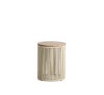 Dandara side table in steel, ecru rope cord and solid acacia wood Ø40cm FSC 100%